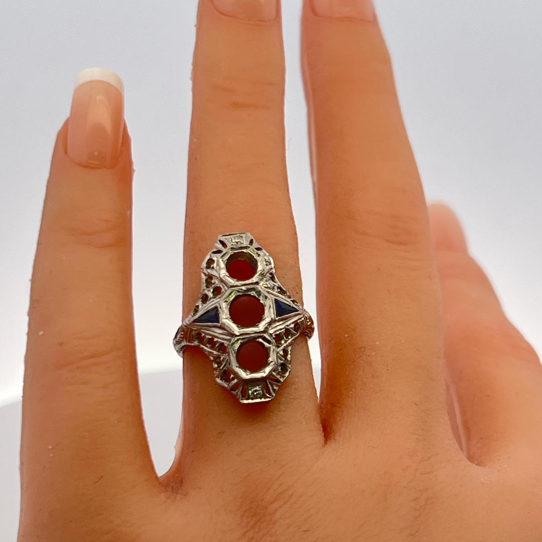 Vintage Platinum Semi Mount Ring Fits 4.3-4.7-6.2mm 0.85ct+ Center Stone Size 6