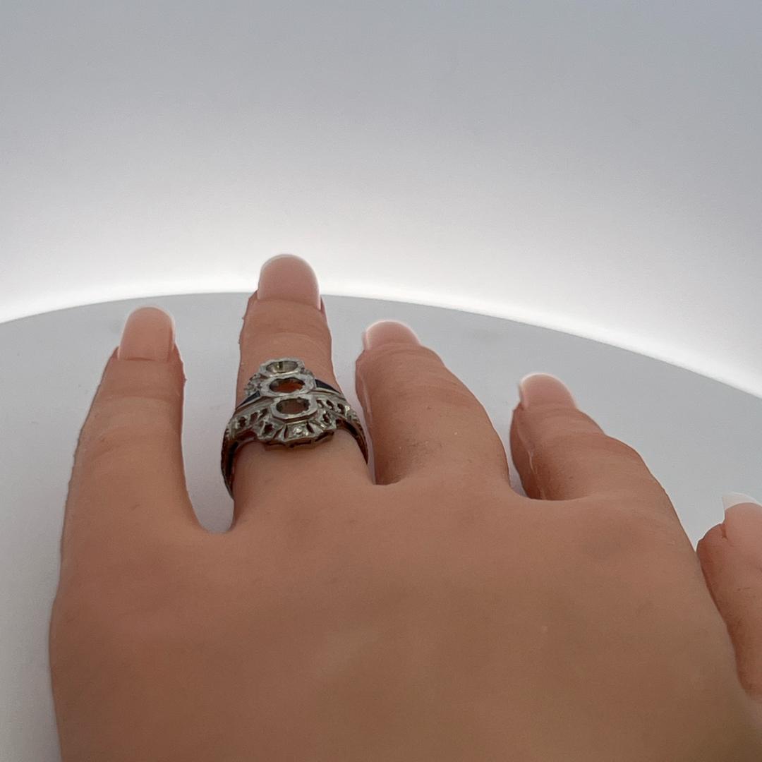 Vintage Platinum Semi Mount Ring Fits 4.3-4.7-6.2mm 0.85ct+ Center Stone Size 6