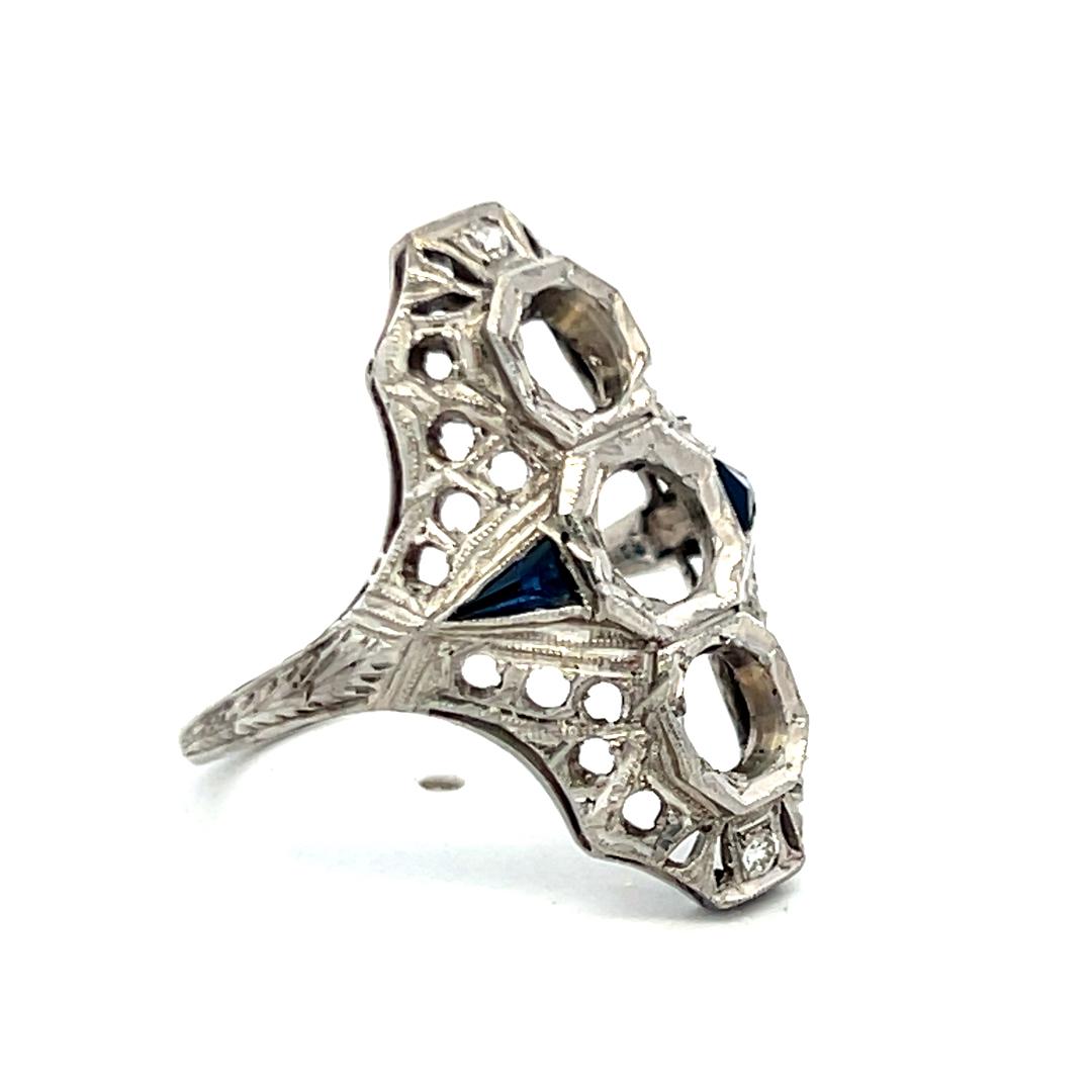 Vintage Platinum Semi Mount Ring Fits 4.3-4.7-6.2mm 0.85ct+ Center Stone Size 6