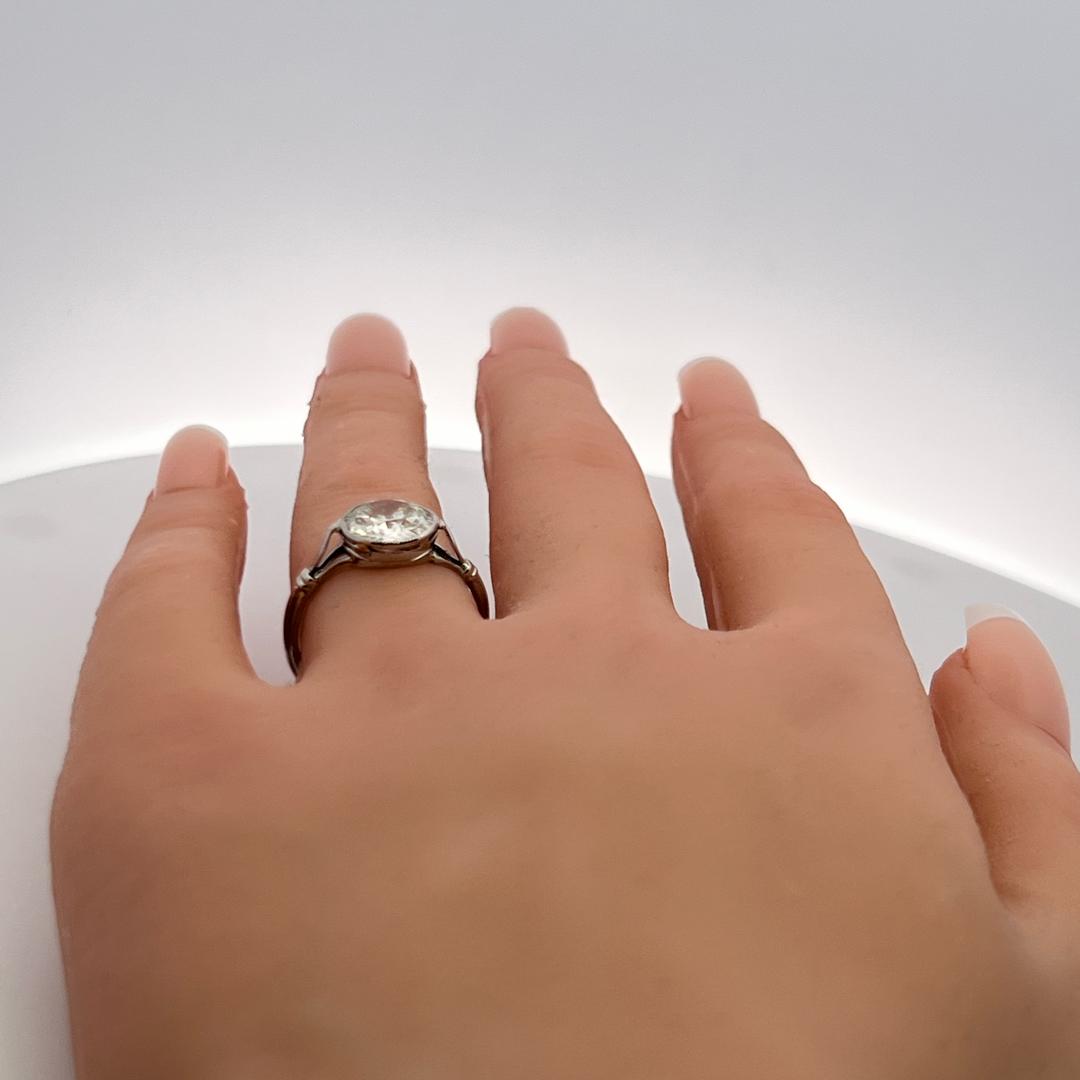 2.11ct Circular Brilliant M SI2 Diamond Platinum Engagement Ring GIA Estate