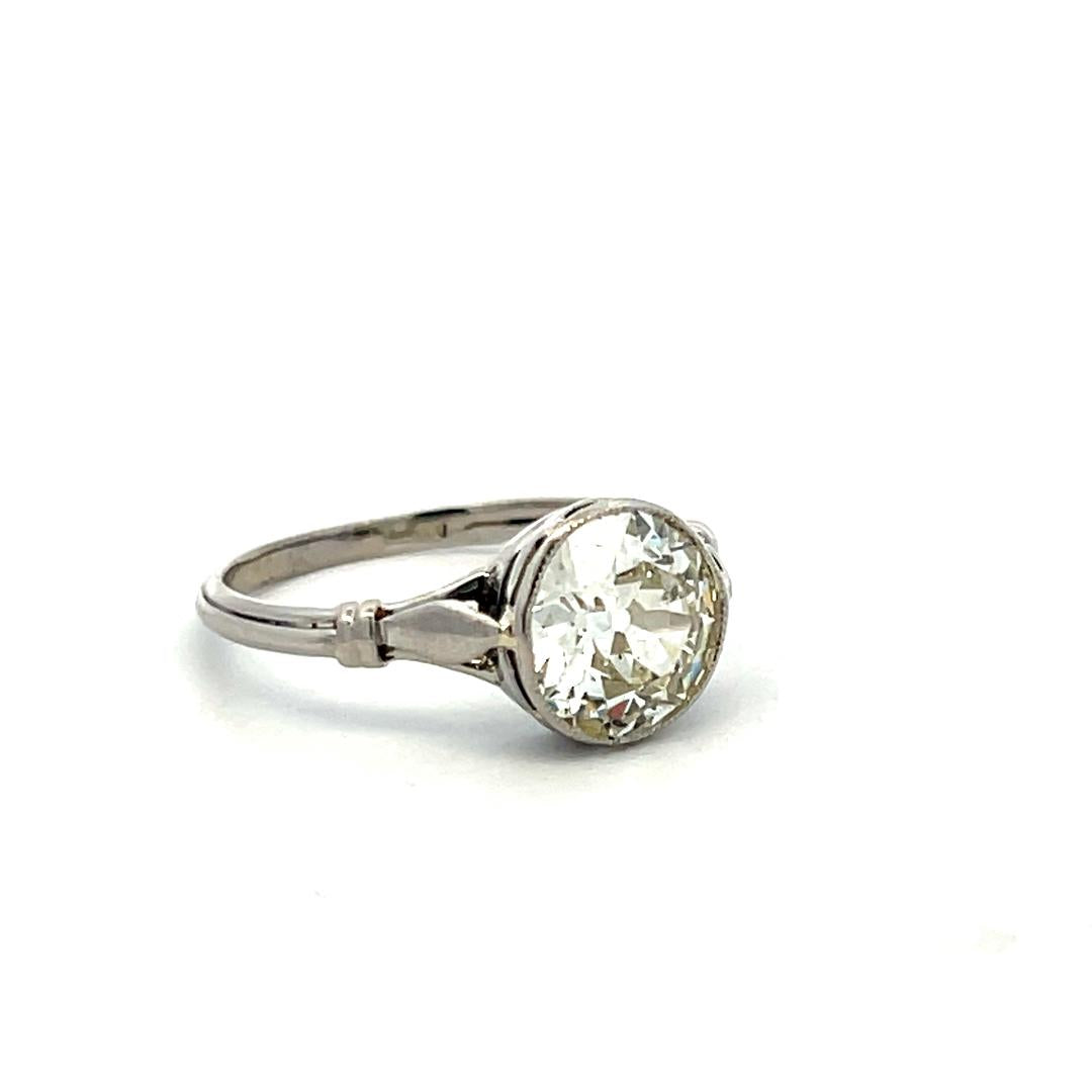 2.11ct Circular Brilliant M SI2 Diamond Platinum Engagement Ring GIA Estate