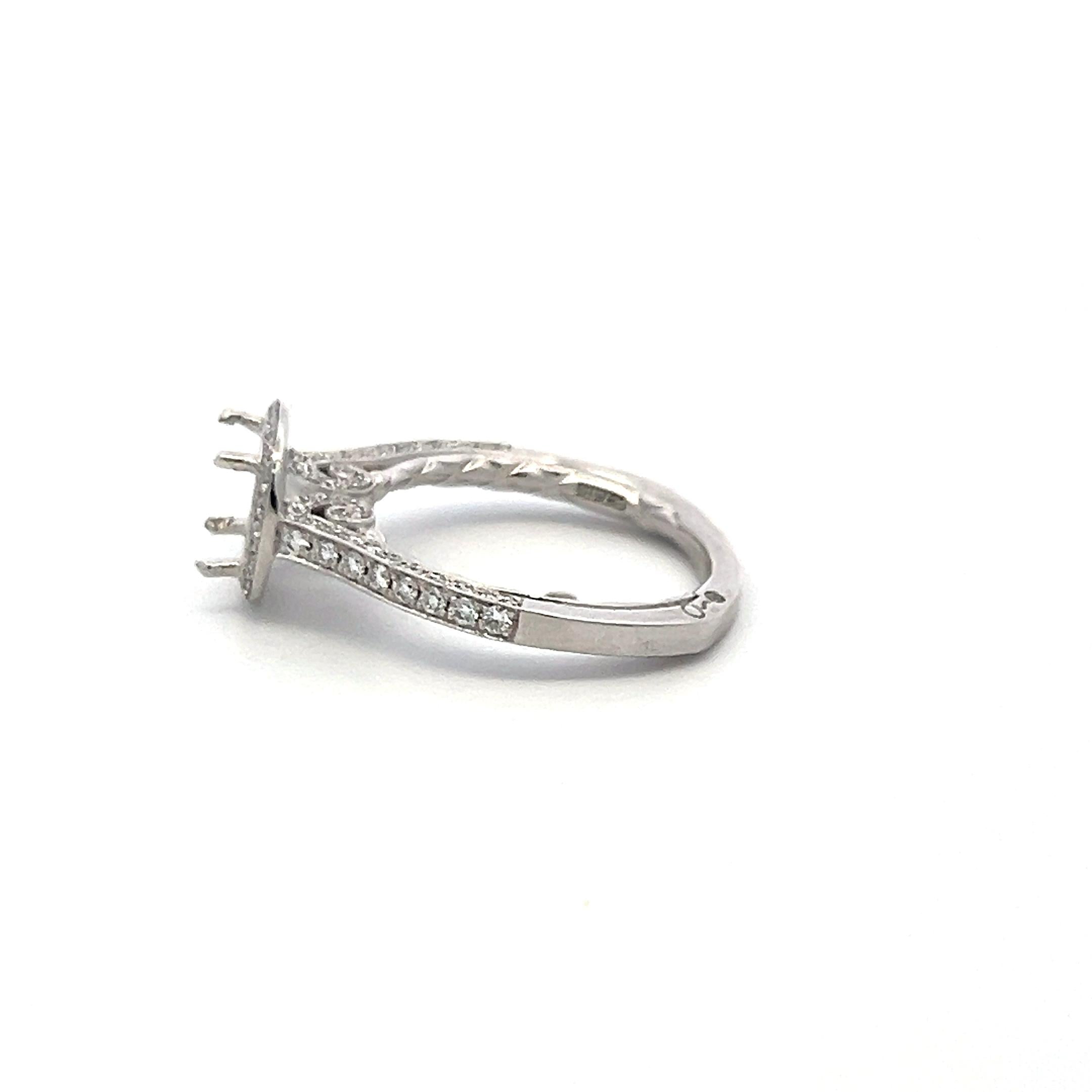 18K White Gold Semi Mount Ring with 0.2 Carat Round Diamonds Fits 5.94mm