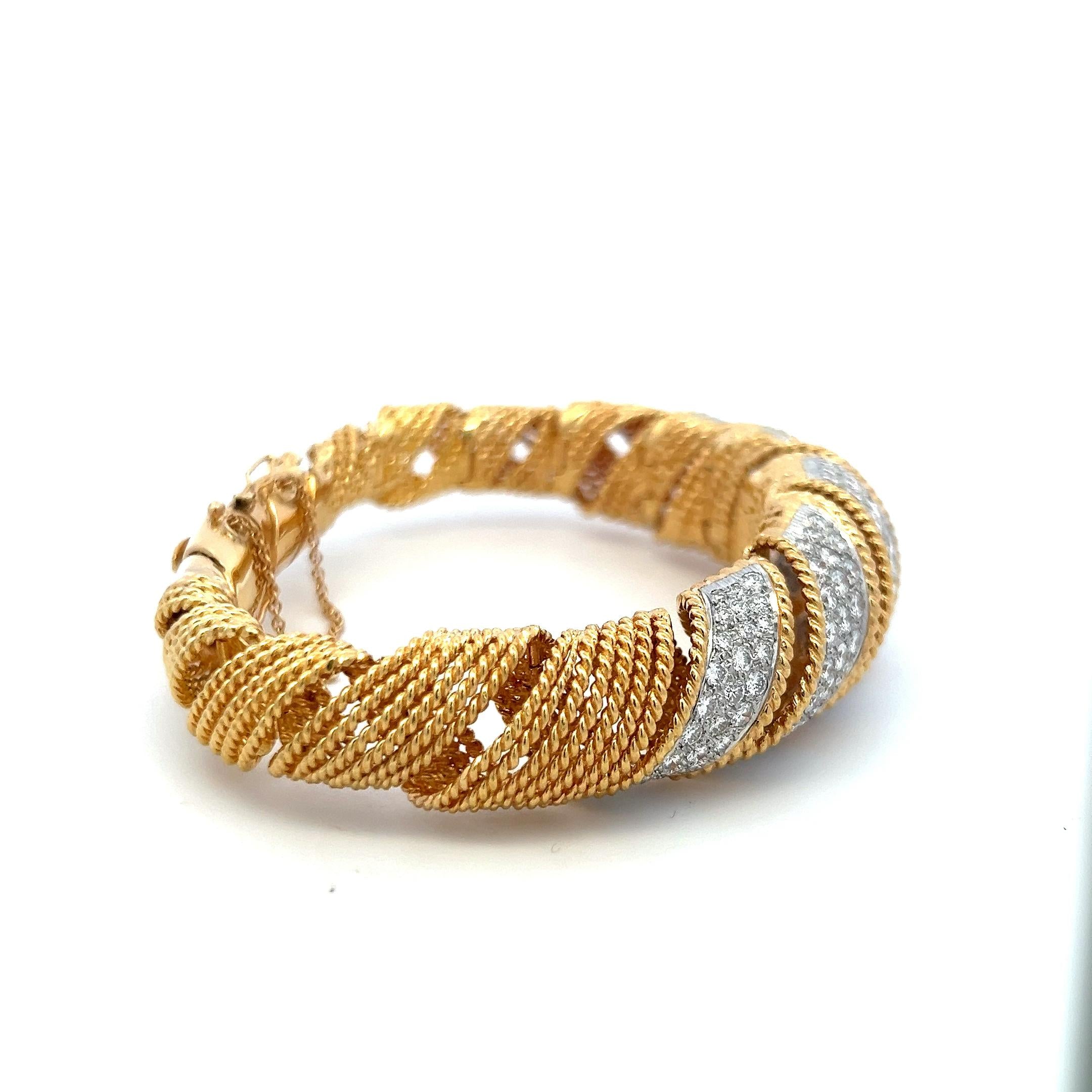 8.00 CT G VS Diamond Vintage Bracelet 18K Yellow Gold Statement Design