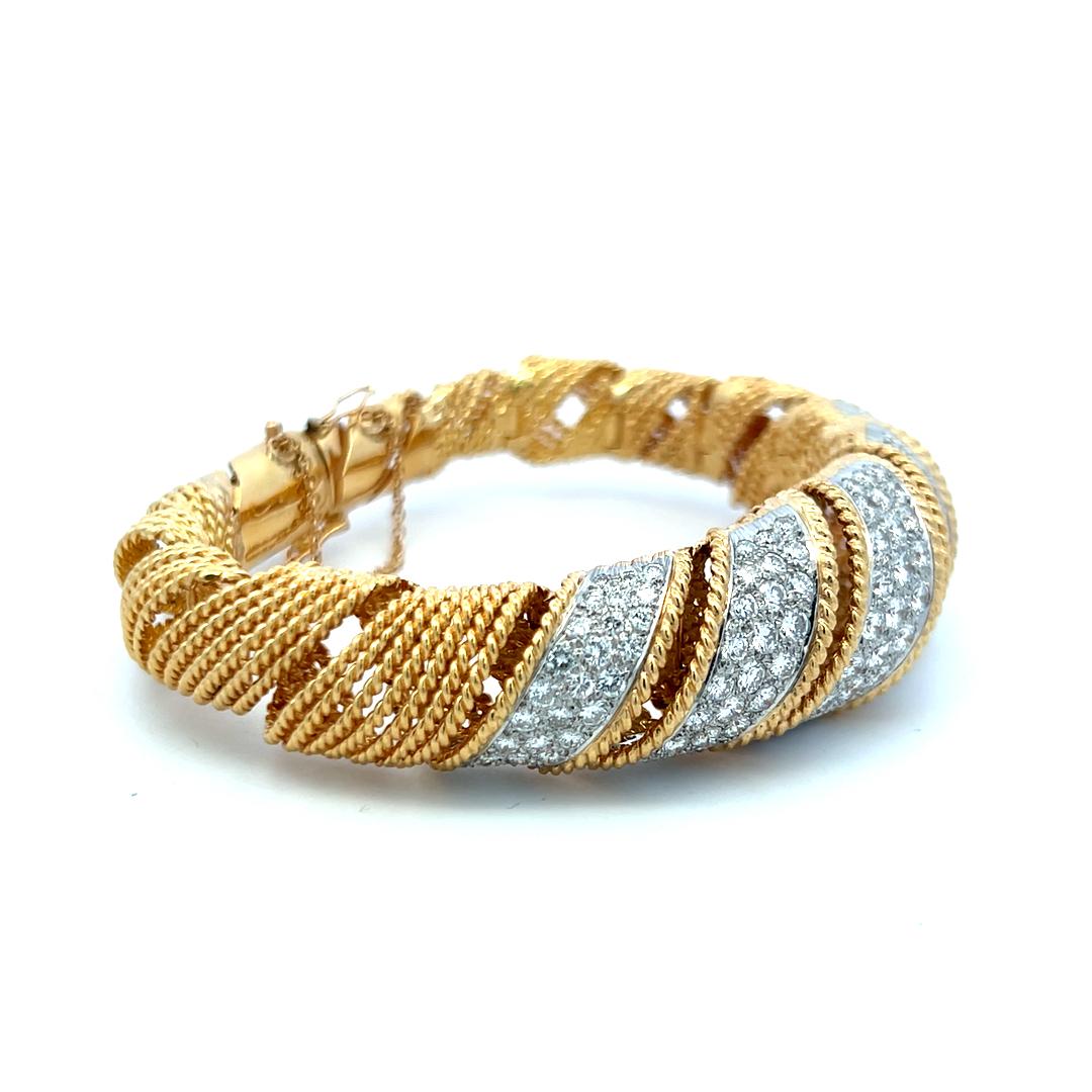 8.00 CT G VS Diamond Vintage Bracelet 18K Yellow Gold Statement Design