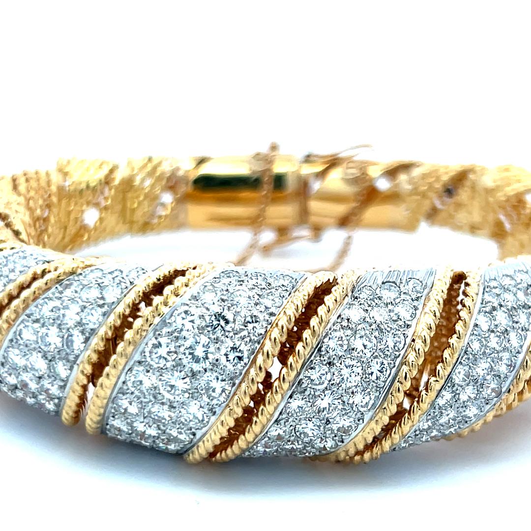 8.00 CT G VS Diamond Vintage Bracelet 18K Yellow Gold Statement Design