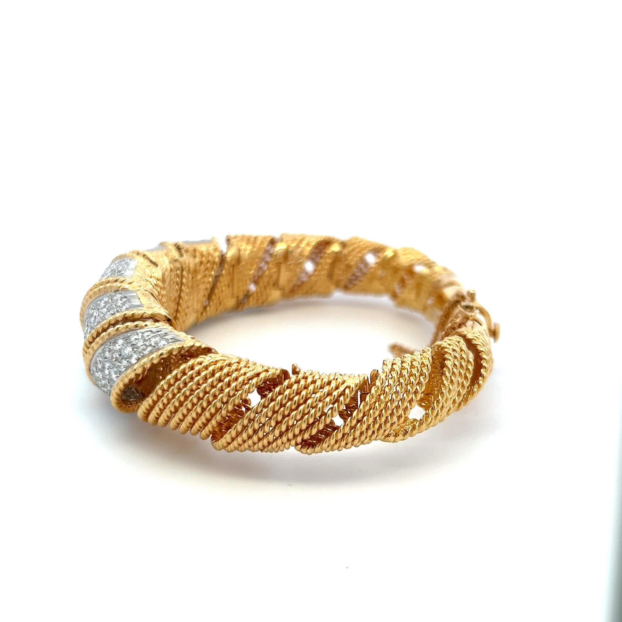 8.00 CT G VS Diamond Vintage Bracelet 18K Yellow Gold Statement Design