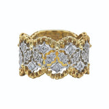 0.23 Carat Round Brilliant H SI1 Diamond 18 Karat Two Tone Gold Band Ring