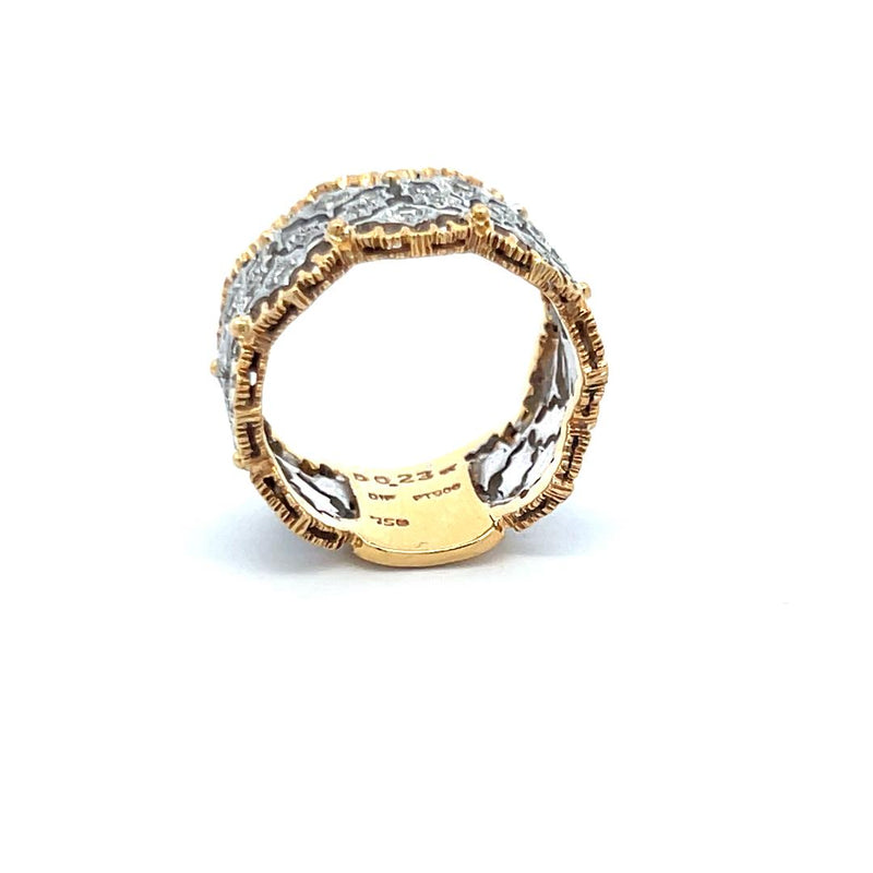 0.23 Carat Round Brilliant H SI1 Diamond 18 Karat Two Tone Gold Band Ring