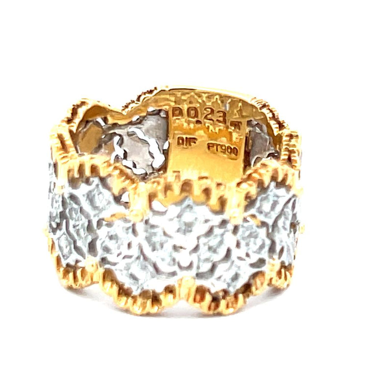 0.23 Carat Round Brilliant H SI1 Diamond 18 Karat Two Tone Gold Band Ring