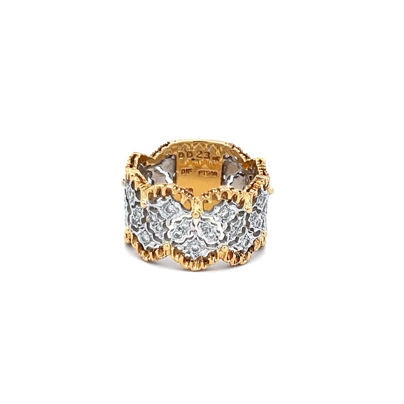 0.23 Carat Round Brilliant H SI1 Diamond 18 Karat Two Tone Gold Band Ring