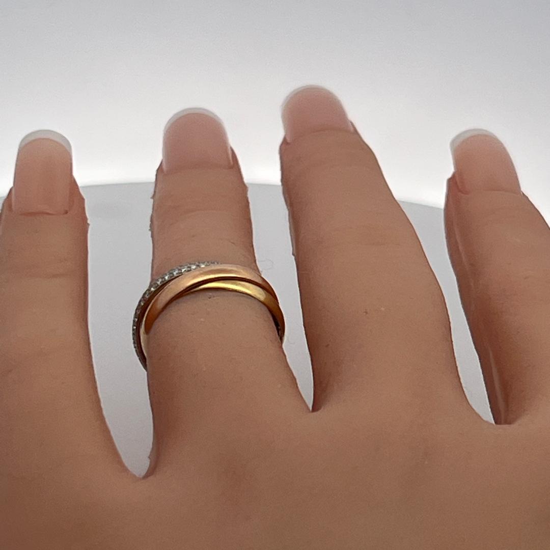 Cartier 18K Tri Color Gold Trinity Ring with 0.46 Carat Round Diamonds Size 4.5