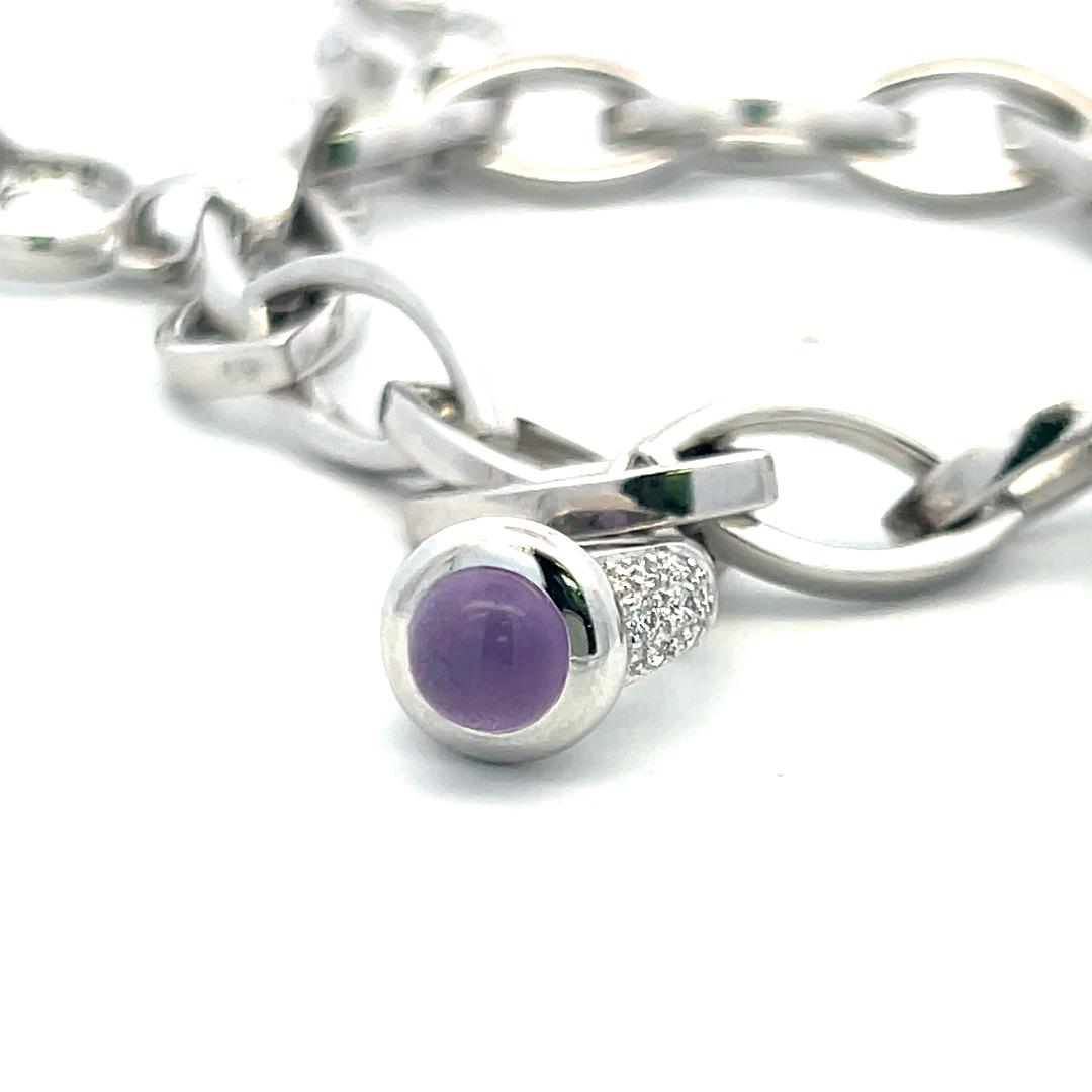 Diamond & Gemstone Charm Bracelet 18K White Gold 0.75CT Diamond Estate