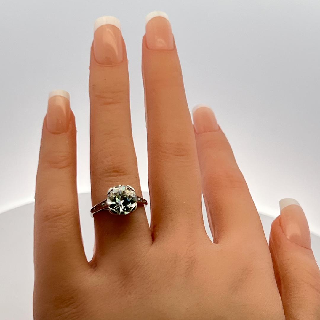 3.01ct Circular Brilliant K VS1 Diamond Platinum Engagement Ring GIA Vintage