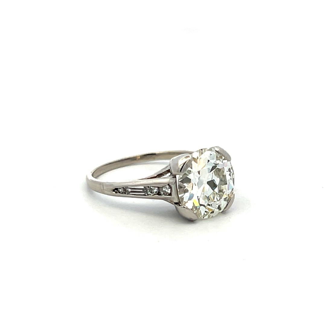 3.01ct Circular Brilliant K VS1 Diamond Platinum Engagement Ring GIA Vintage