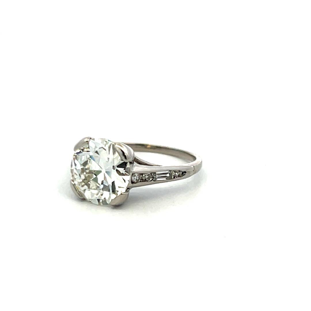 3.01ct Circular Brilliant K VS1 Diamond Platinum Engagement Ring GIA Vintage