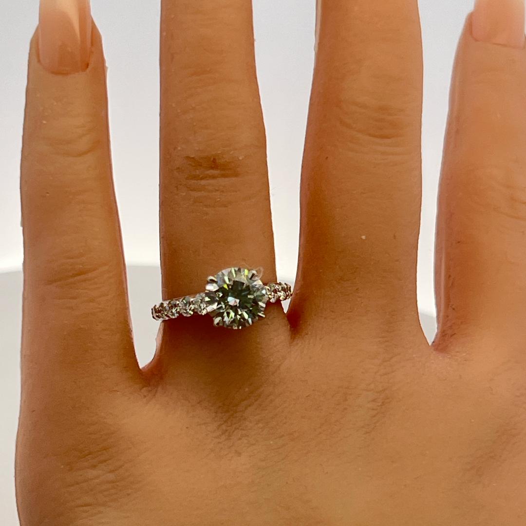 14K White Gold Engagement Ring with 2.5ct Lab-Grown and 0.78ct Natural Diamonds