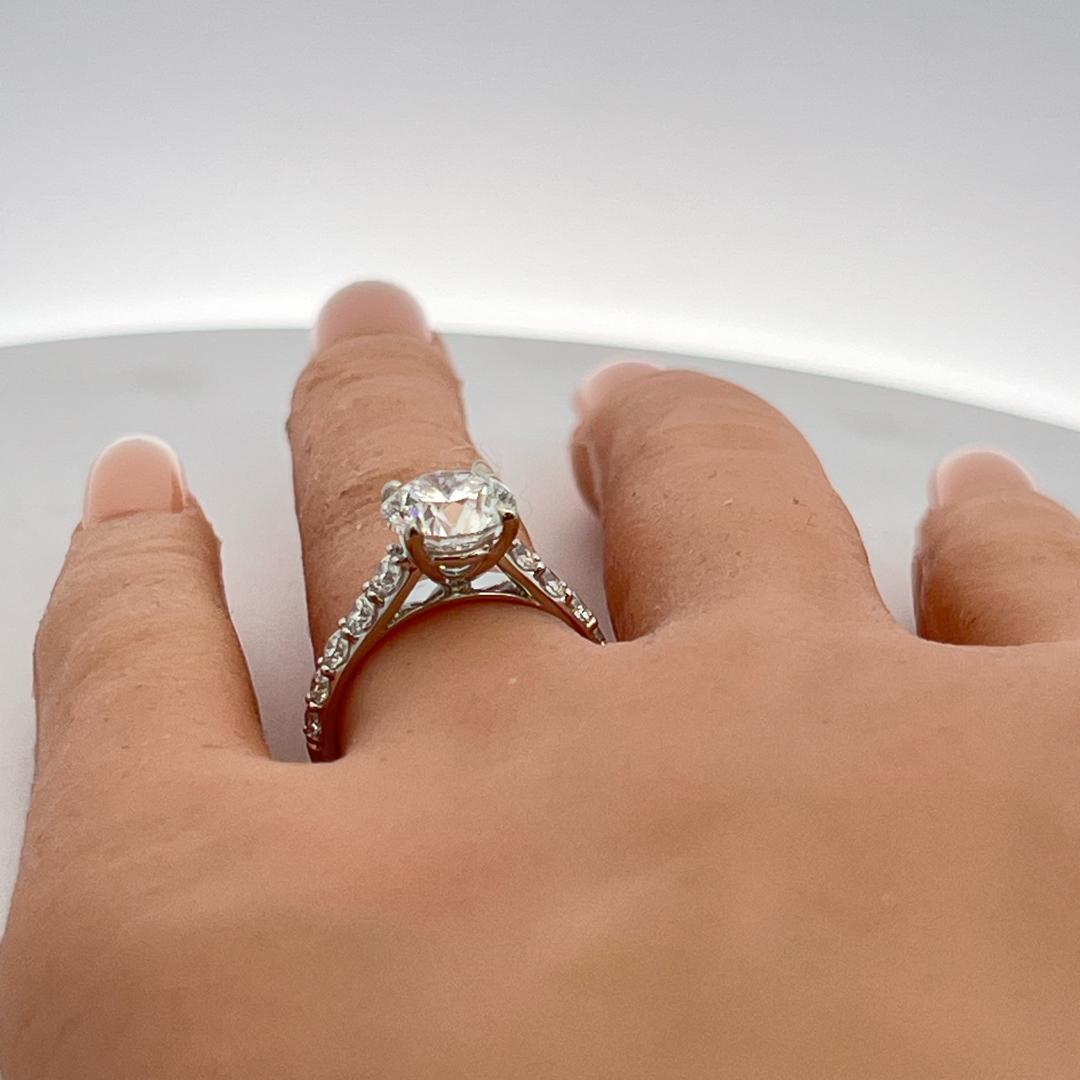 14K White Gold Engagement Ring with 2.5ct Lab-Grown and 0.78ct Natural Diamonds