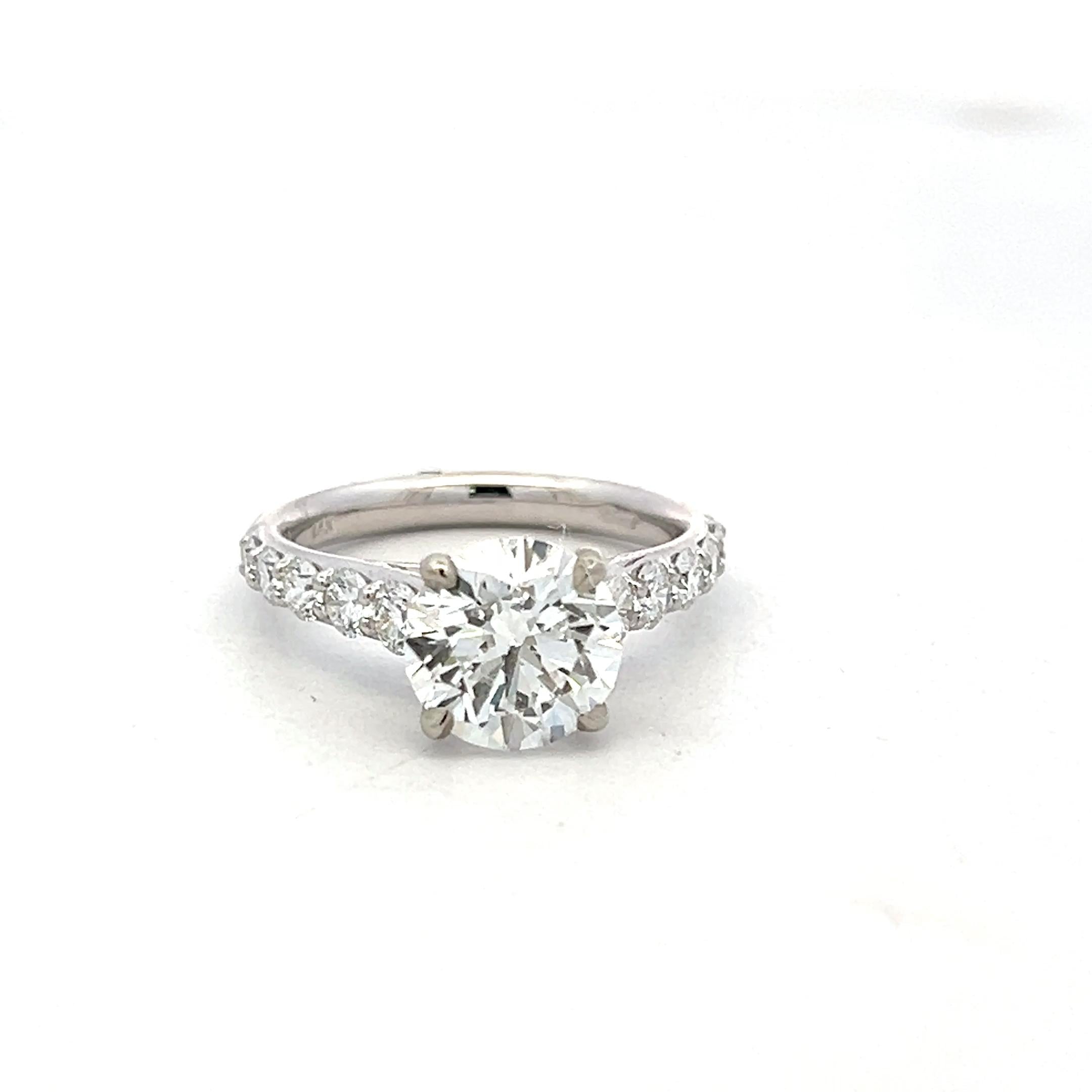 14K White Gold Engagement Ring with 2.5ct Lab-Grown and 0.78ct Natural Diamonds