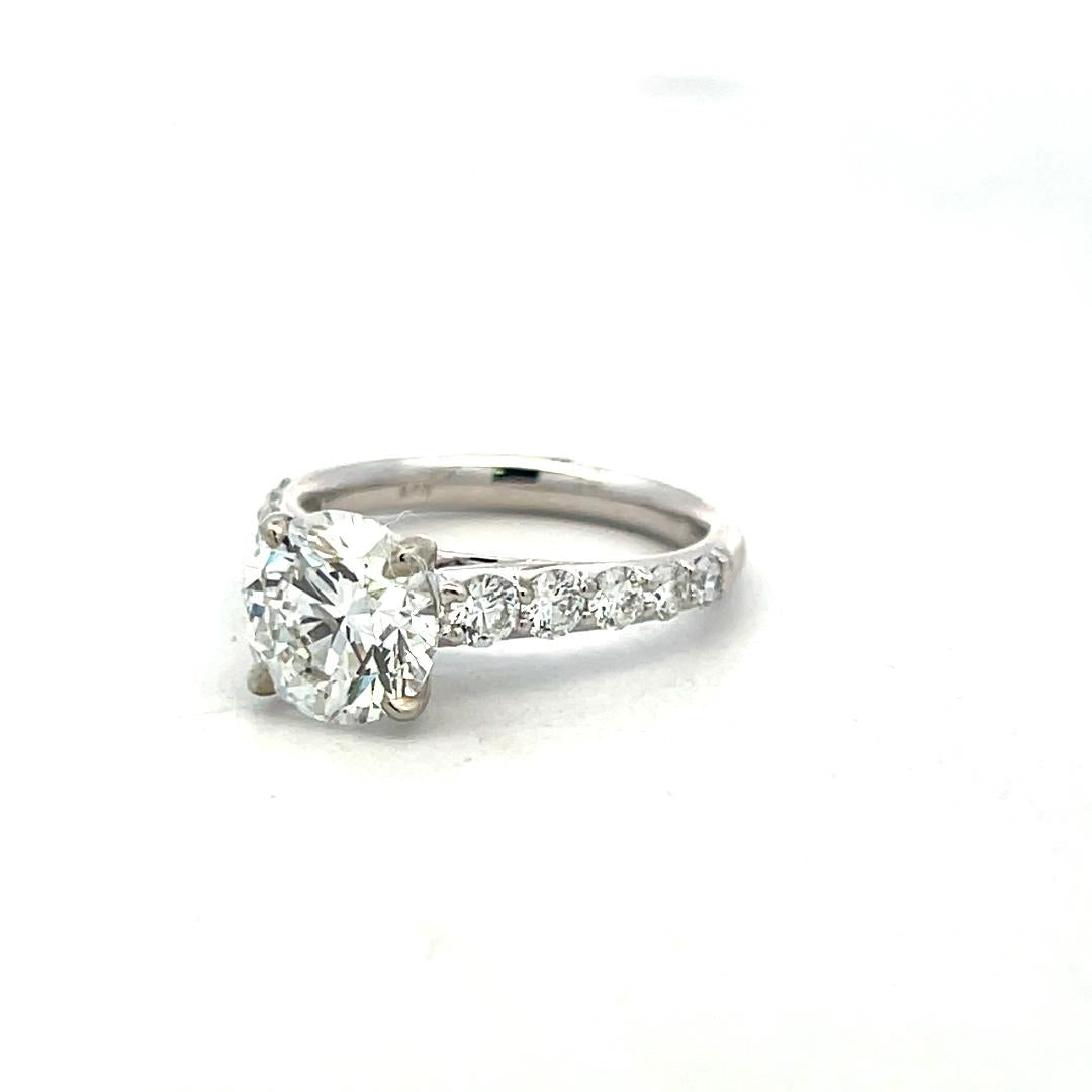 14K White Gold Engagement Ring with 2.5ct Lab-Grown and 0.78ct Natural Diamonds