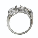 5.01 Carat Old European Cut and Baguette-Round Diamond Platinum Ring