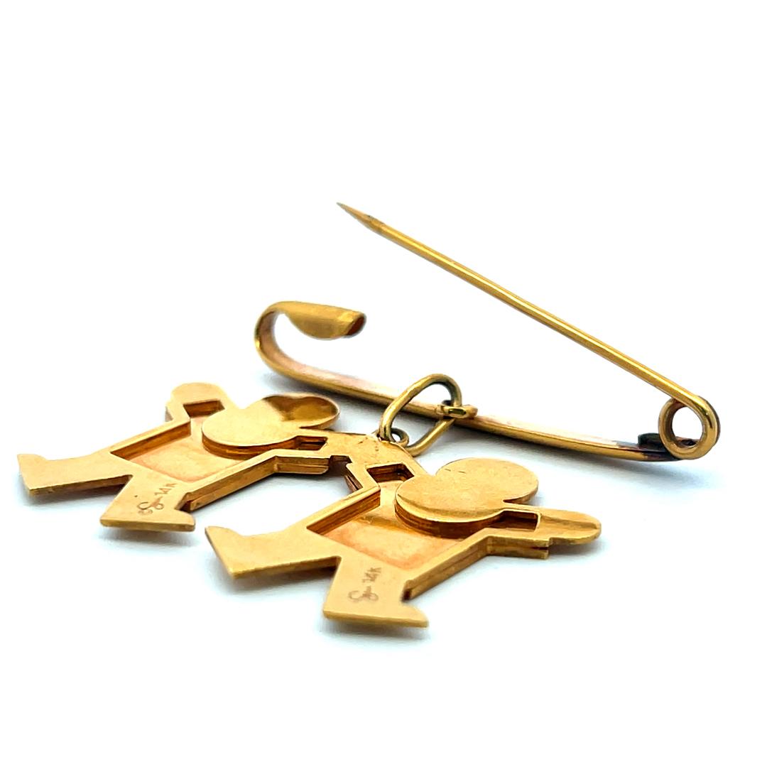 Vintage 14K Yellow Gold Pin Brooch 1.78x1.49x0.30 Inch 13 Grams