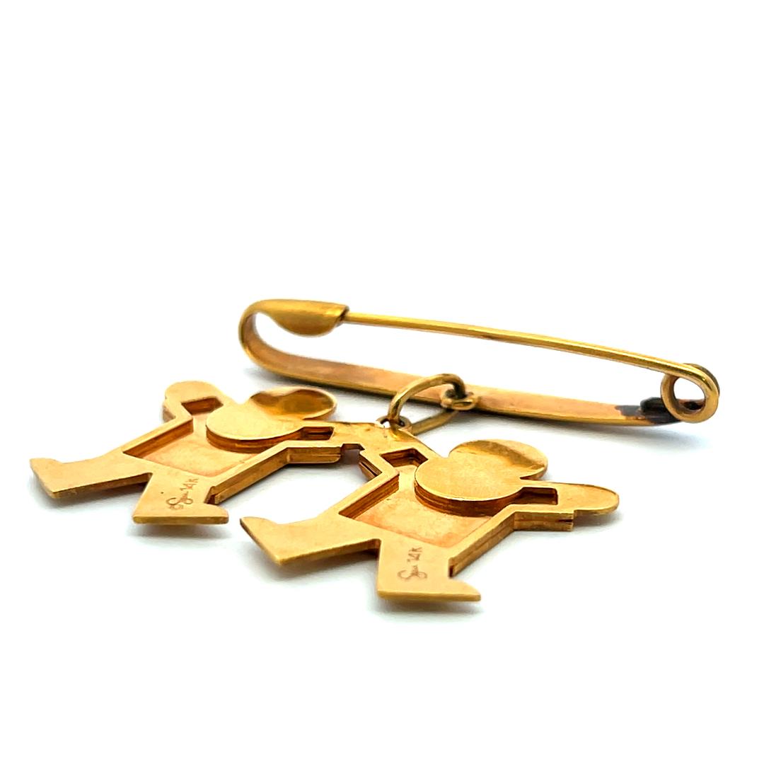 Vintage 14K Yellow Gold Pin Brooch 1.78x1.49x0.30 Inch 13 Grams