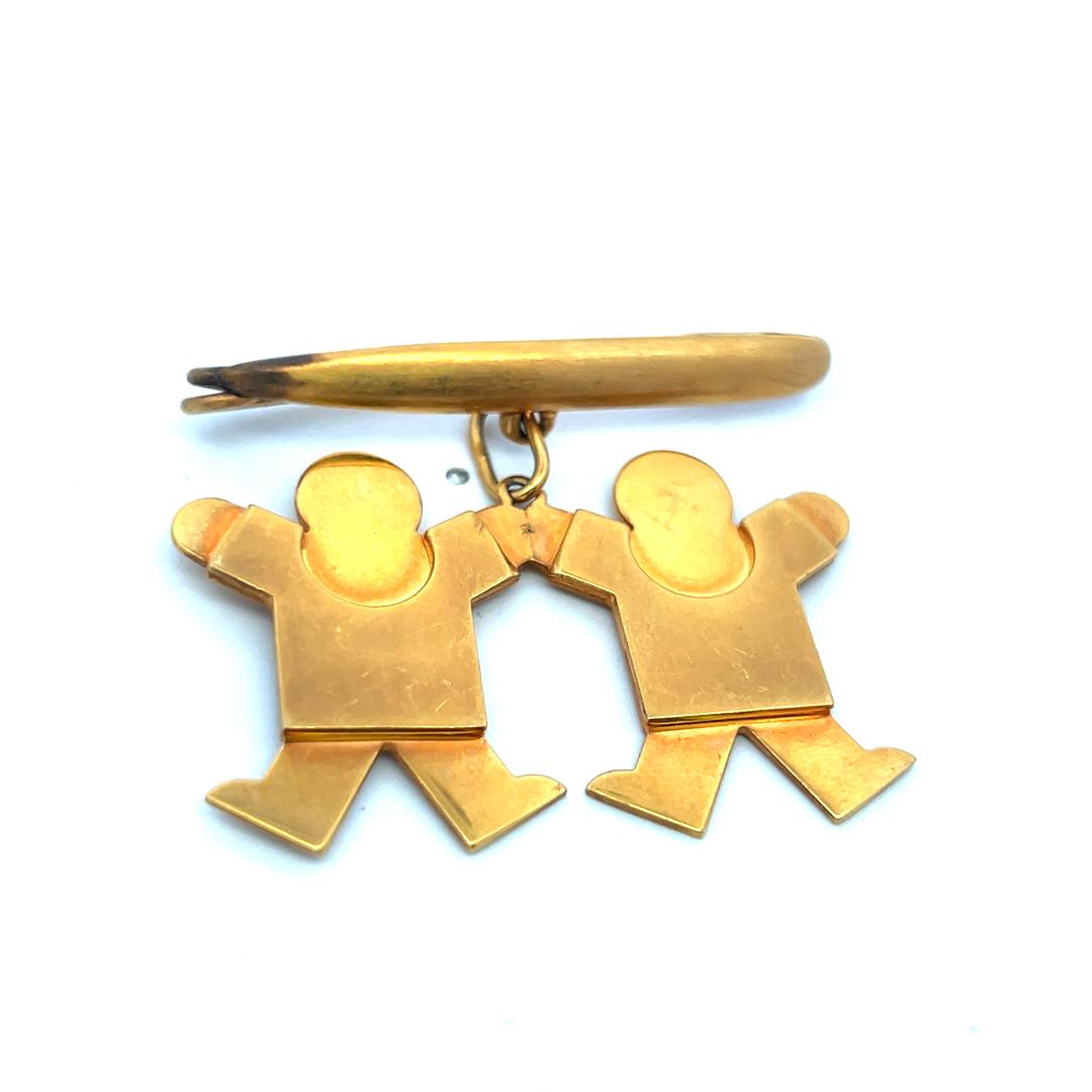 Vintage 14K Yellow Gold Pin Brooch 1.78x1.49x0.30 Inch 13 Grams