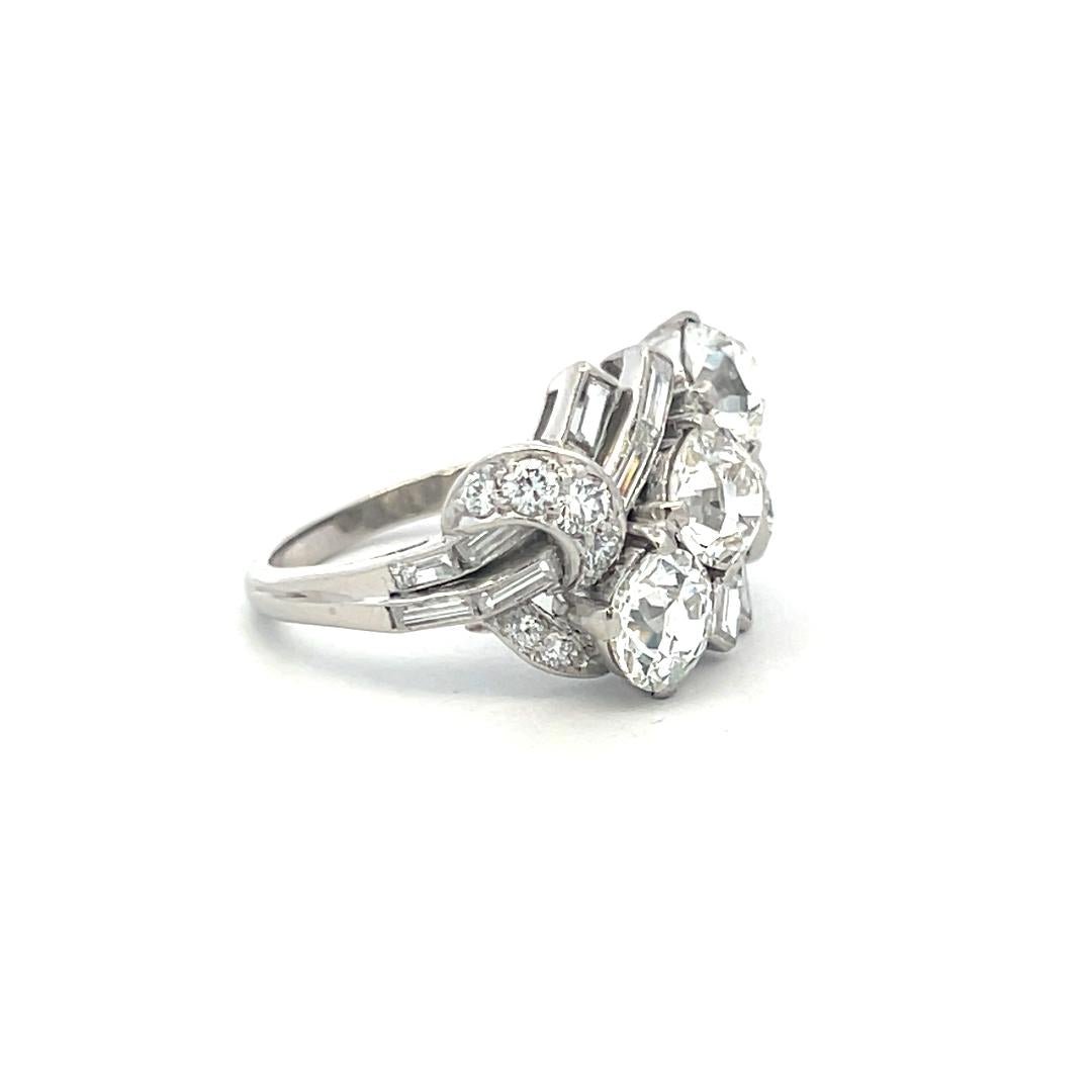 Platinum Three-Stone Ring with 4.84ct Old European & Mixed Shaped Diamonds GIA