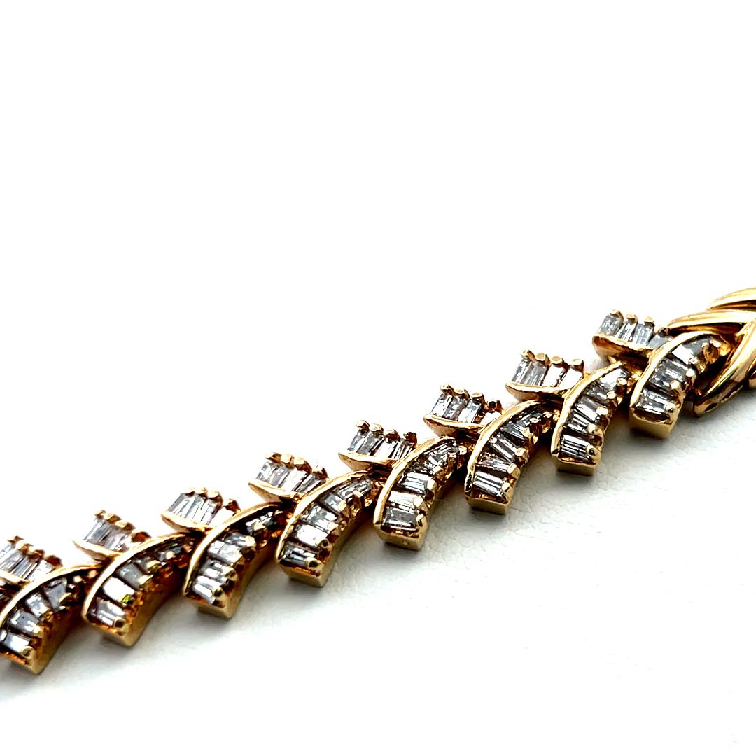 14K YG Collar Necklace with 6.4 Carat Baguette Diamonds & 5.34 Carat Emerald