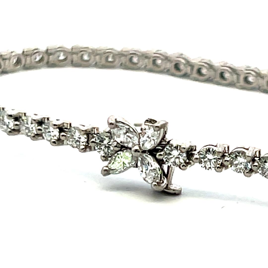 Tiffany & Co Victoria Tennis Bracelet 3.08ct F VS Round & Marquise Diamonds
