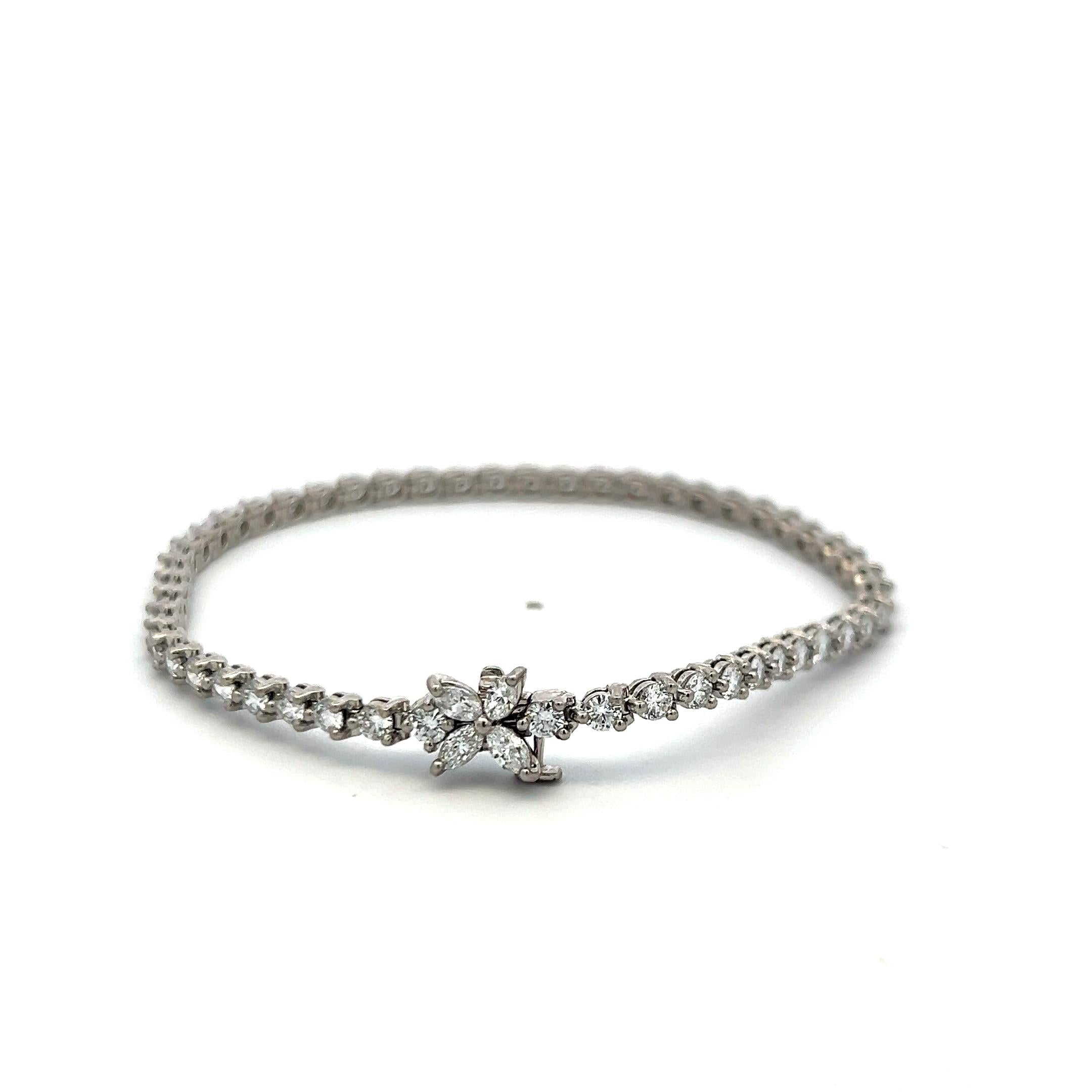 Tiffany & Co Victoria Tennis Bracelet 3.08ct F VS Round & Marquise Diamonds