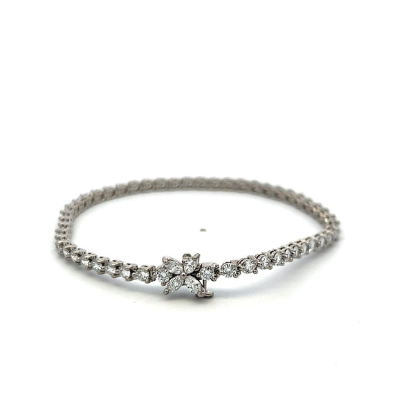 Tiffany & Co Victoria Tennis Bracelet 3.08ct F VS Round & Marquise Diamonds