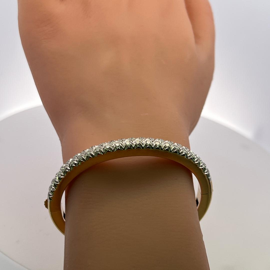 Vintage 18K Yellow Gold Bangle Bracelet with 2.2 Carat Circular Cut G-VS Diamond