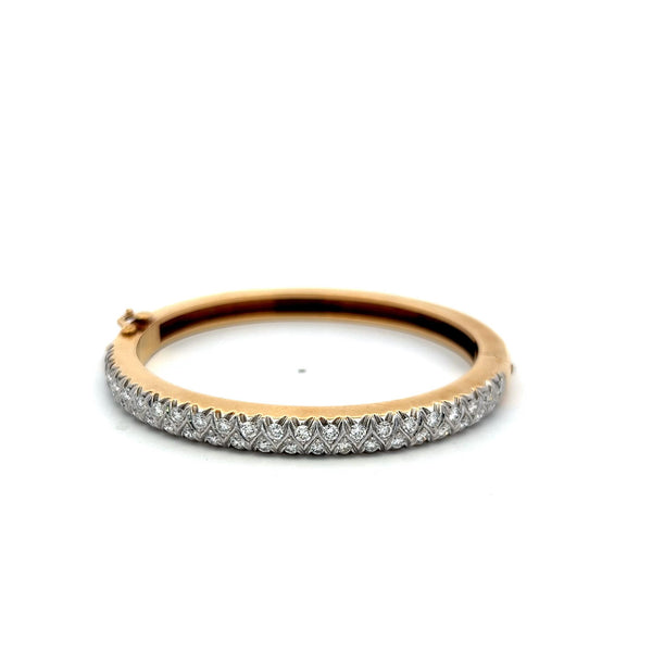 2.20ct G VS Diamond Bangle Bracelet in 18K Yellow Gold Circular Cut Estate