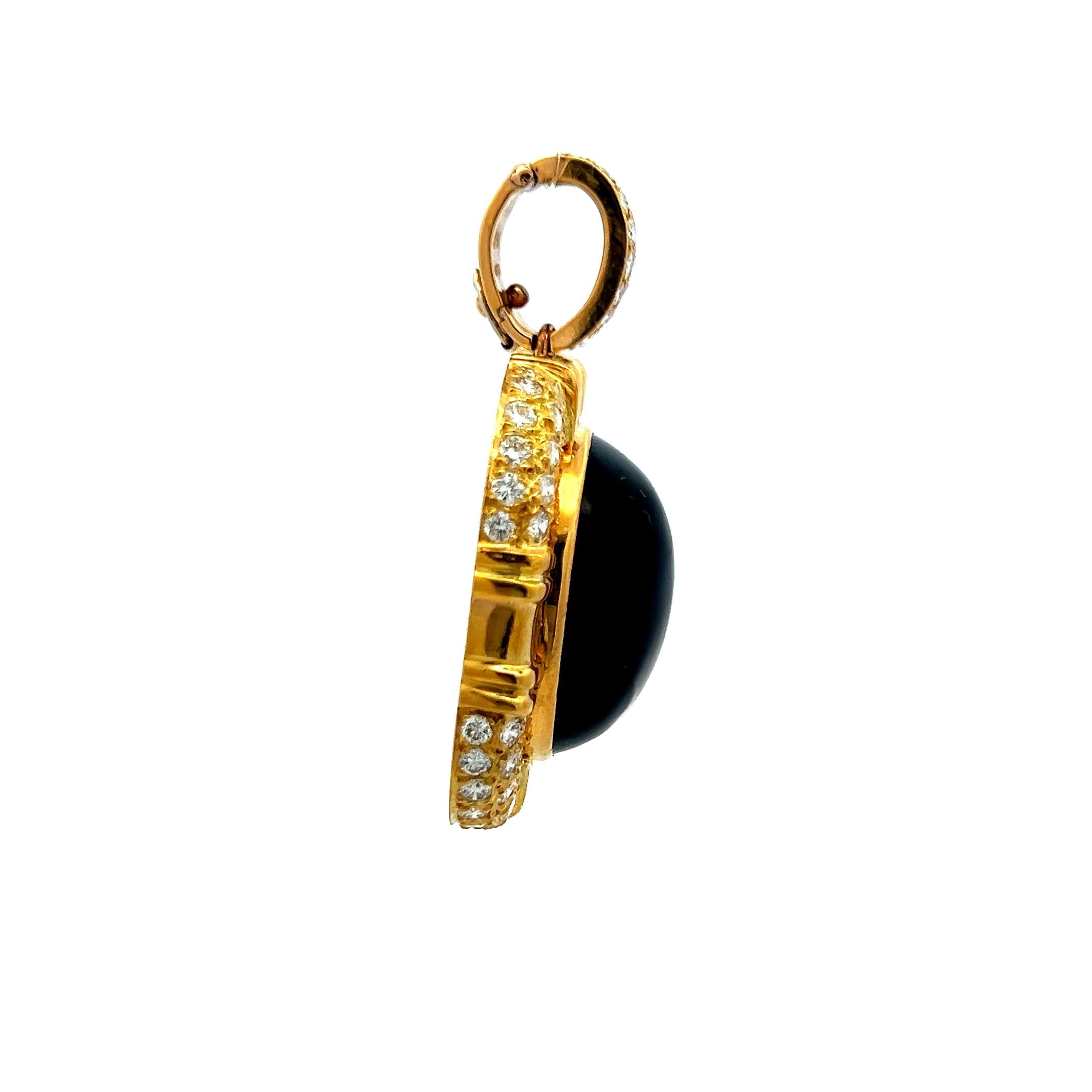 Vintage 18K Yellow Gold Pendant with Amethyst & Diamonds