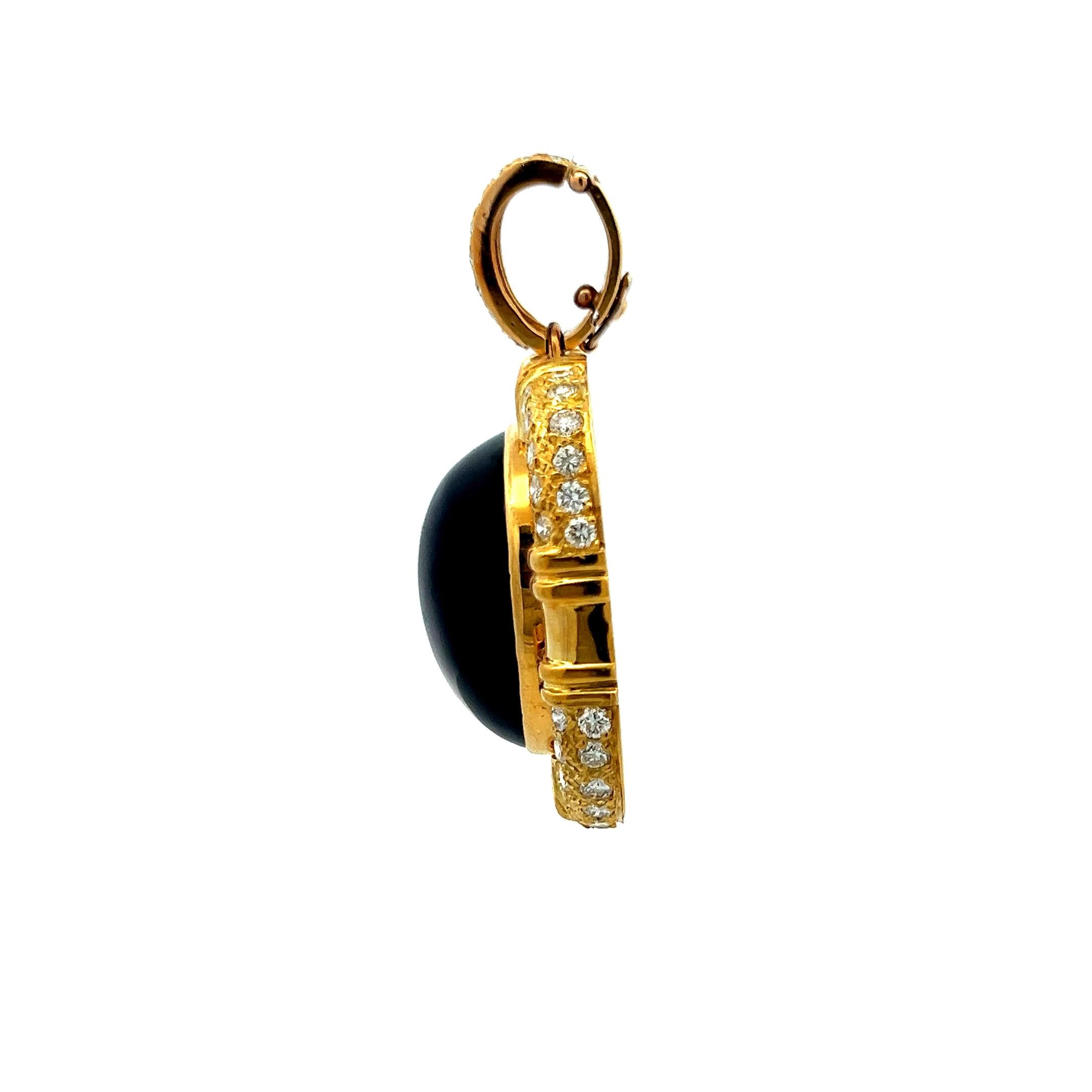 Vintage 18K Yellow Gold Pendant with Amethyst & Diamonds