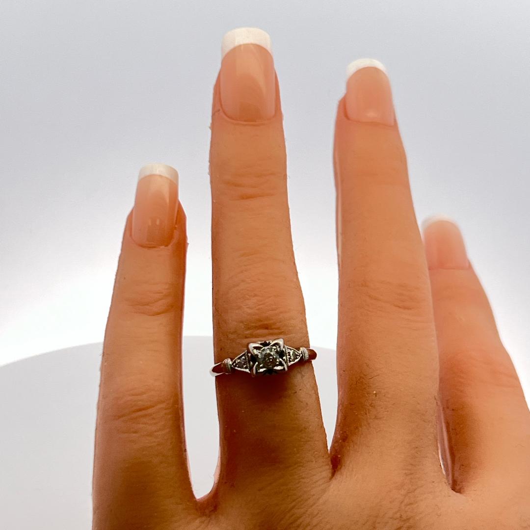 0.30ct Old European & Rose Cut Diamond Platinum Art Deco Vintage Ring