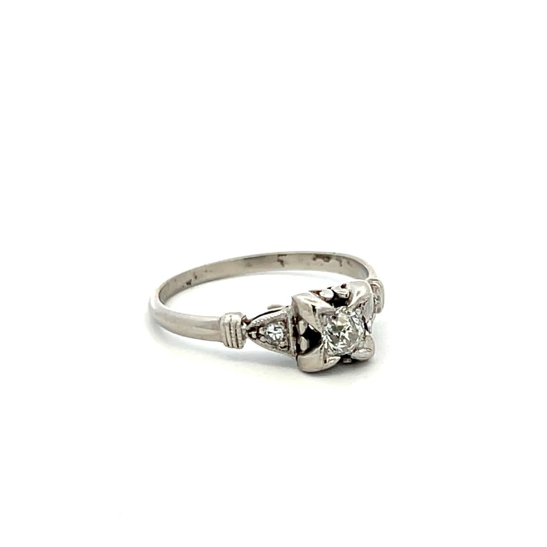 0.30ct Old European & Rose Cut Diamond Platinum Art Deco Vintage Ring