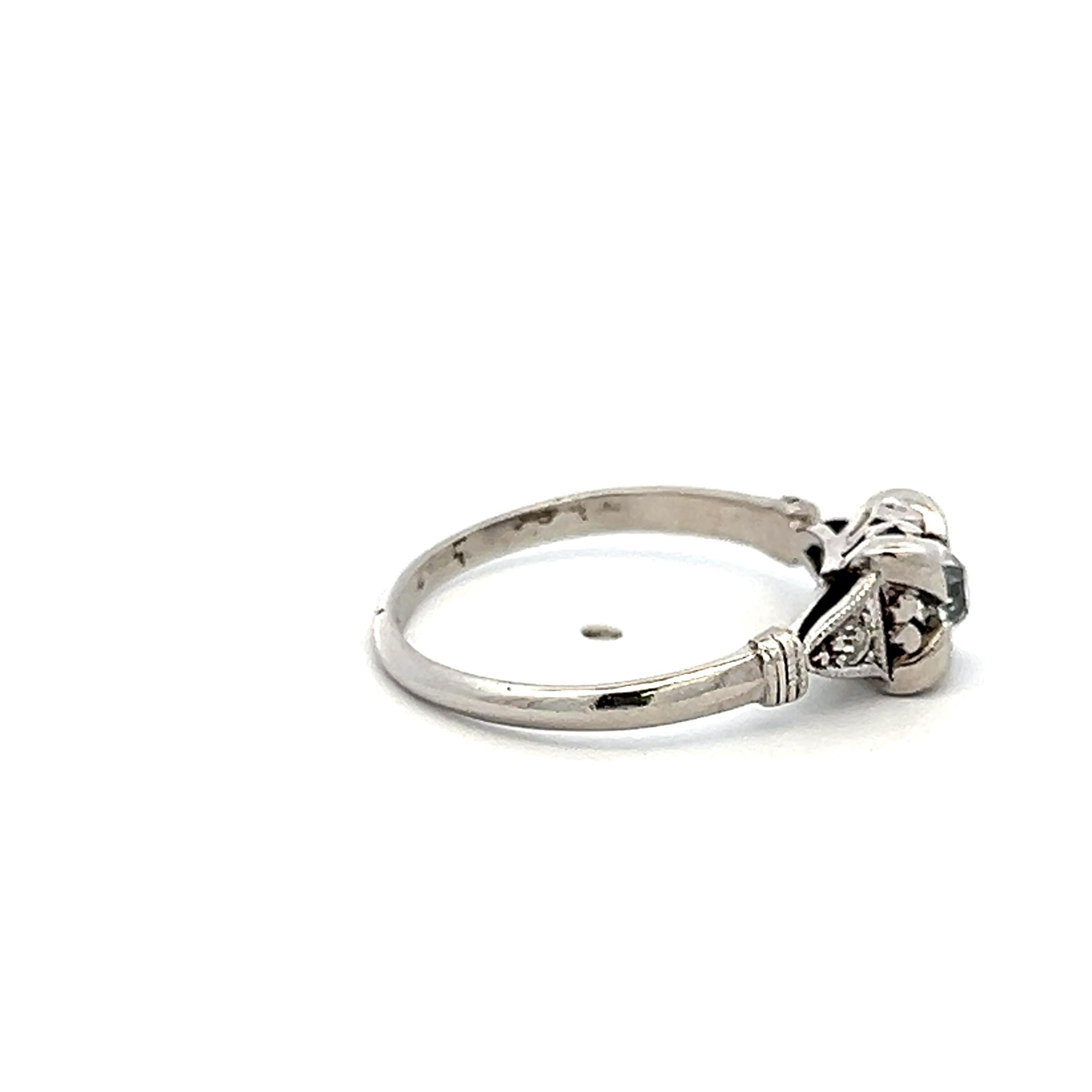 0.30ct Old European & Rose Cut Diamond Platinum Art Deco Vintage Ring