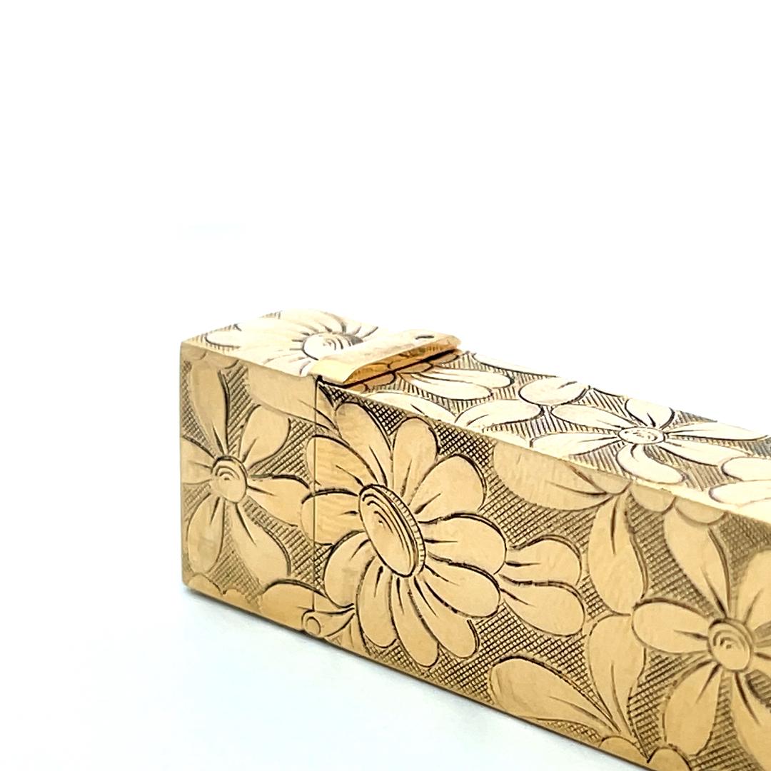 Van Cleef & Arpels 18K Yellow Gold Floral Engraved Vintage Cigarette Lighter