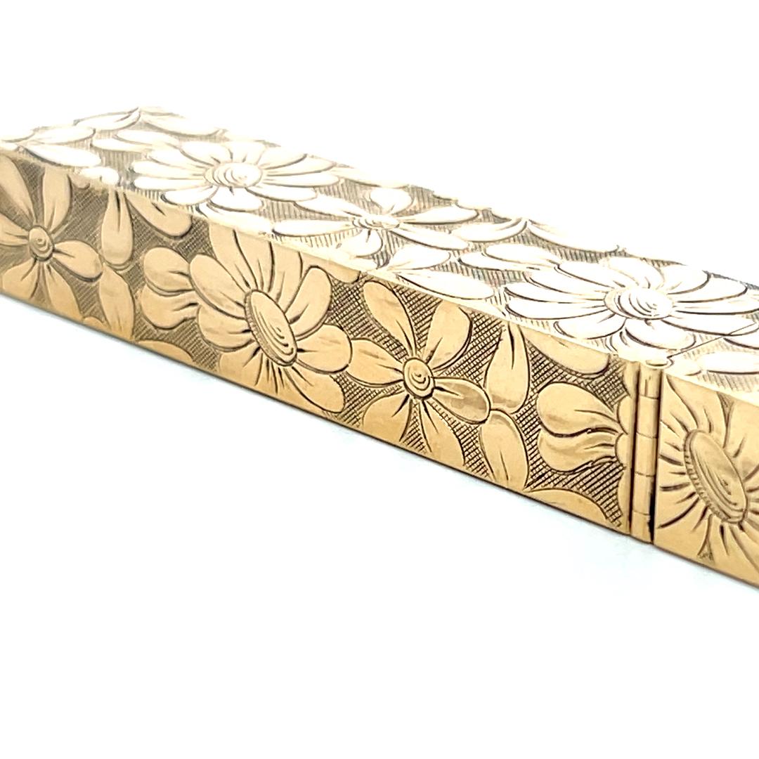 Van Cleef & Arpels 18K Yellow Gold Floral Engraved Vintage Cigarette Lighter