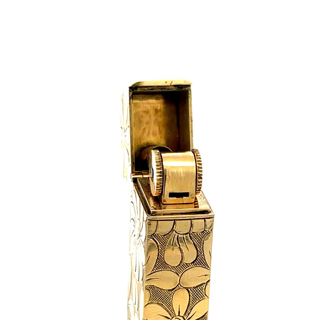 Van Cleef & Arpels 18K Yellow Gold Floral Engraved Vintage Cigarette Lighter