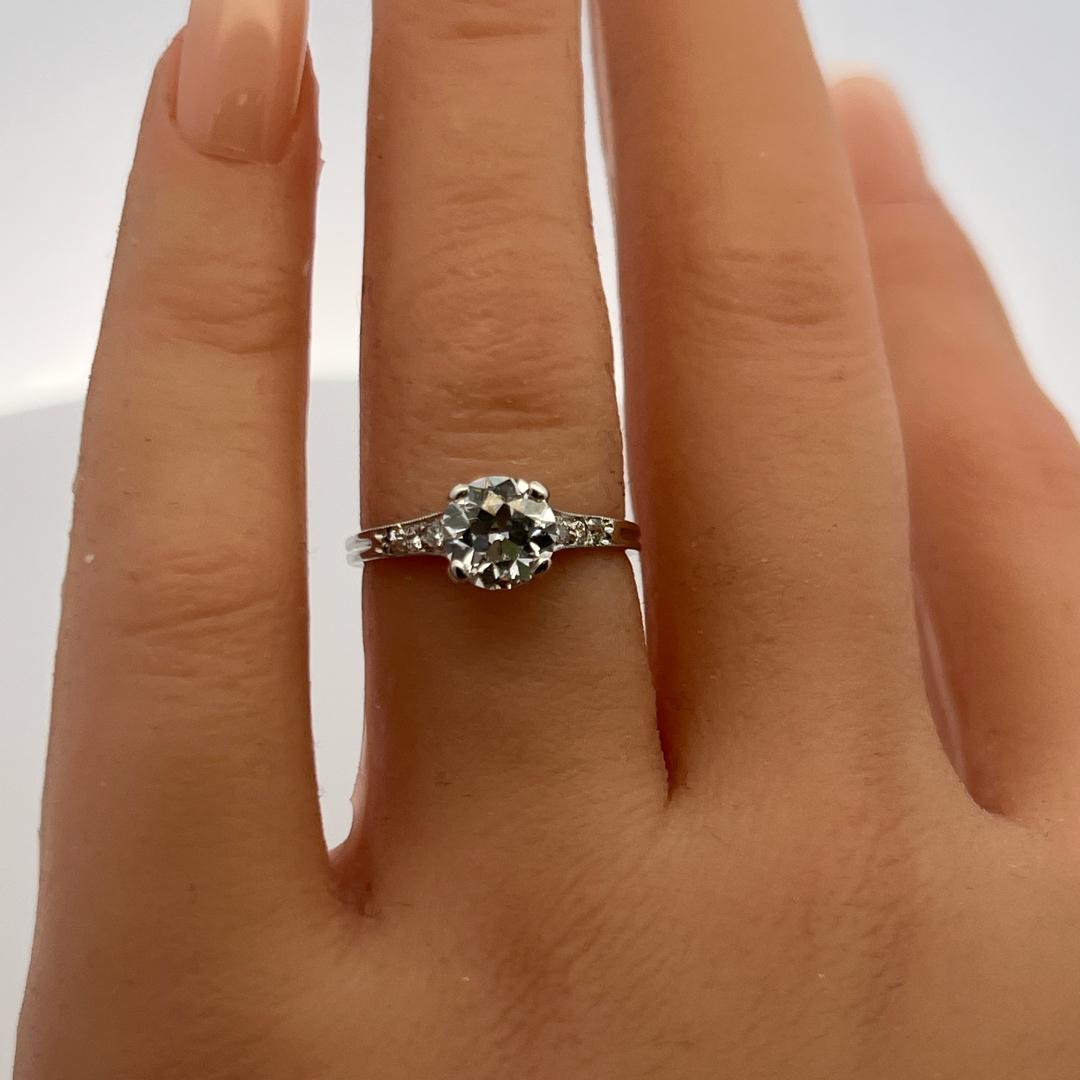 Tiffany & Co 1.19 Carat E VS2 Diamond Platinum Engagement Ring Vintage