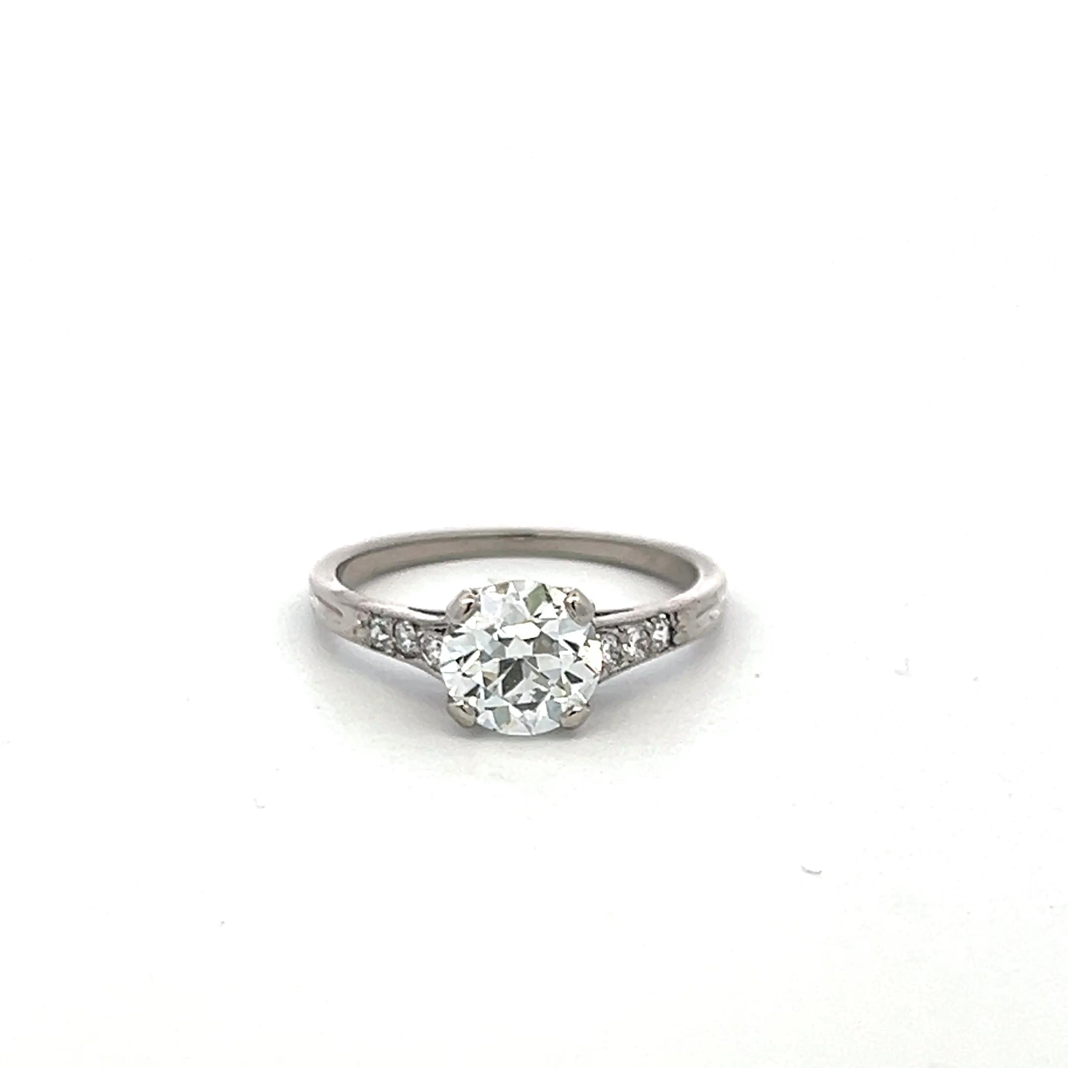 Tiffany & Co 1.19 Carat E VS2 Diamond Platinum Engagement Ring Vintage