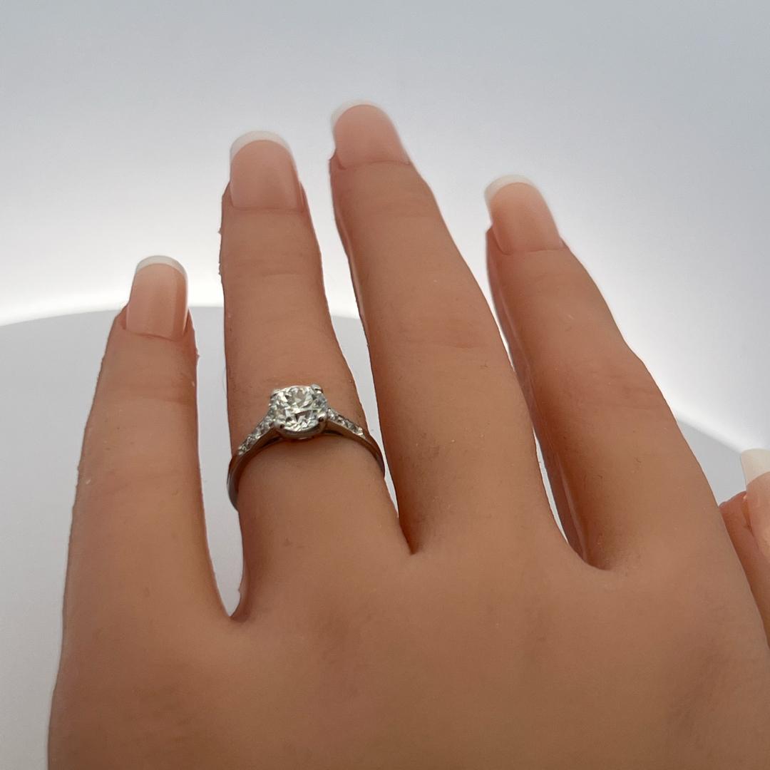 Tiffany & Co 1.19 Carat E VS2 Diamond Platinum Engagement Ring Vintage