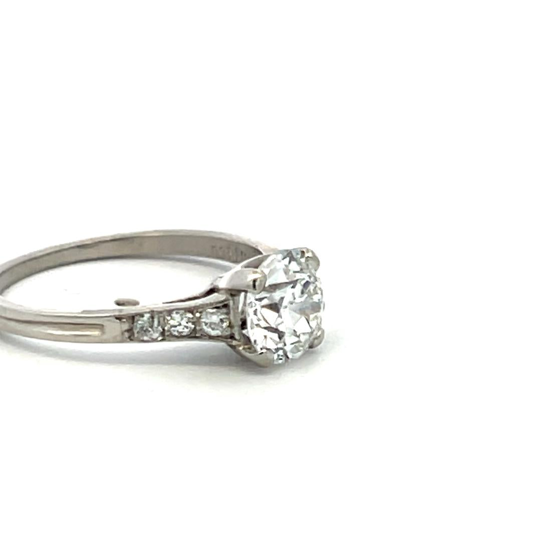 Tiffany & Co 1.19 Carat E VS2 Diamond Platinum Engagement Ring Vintage