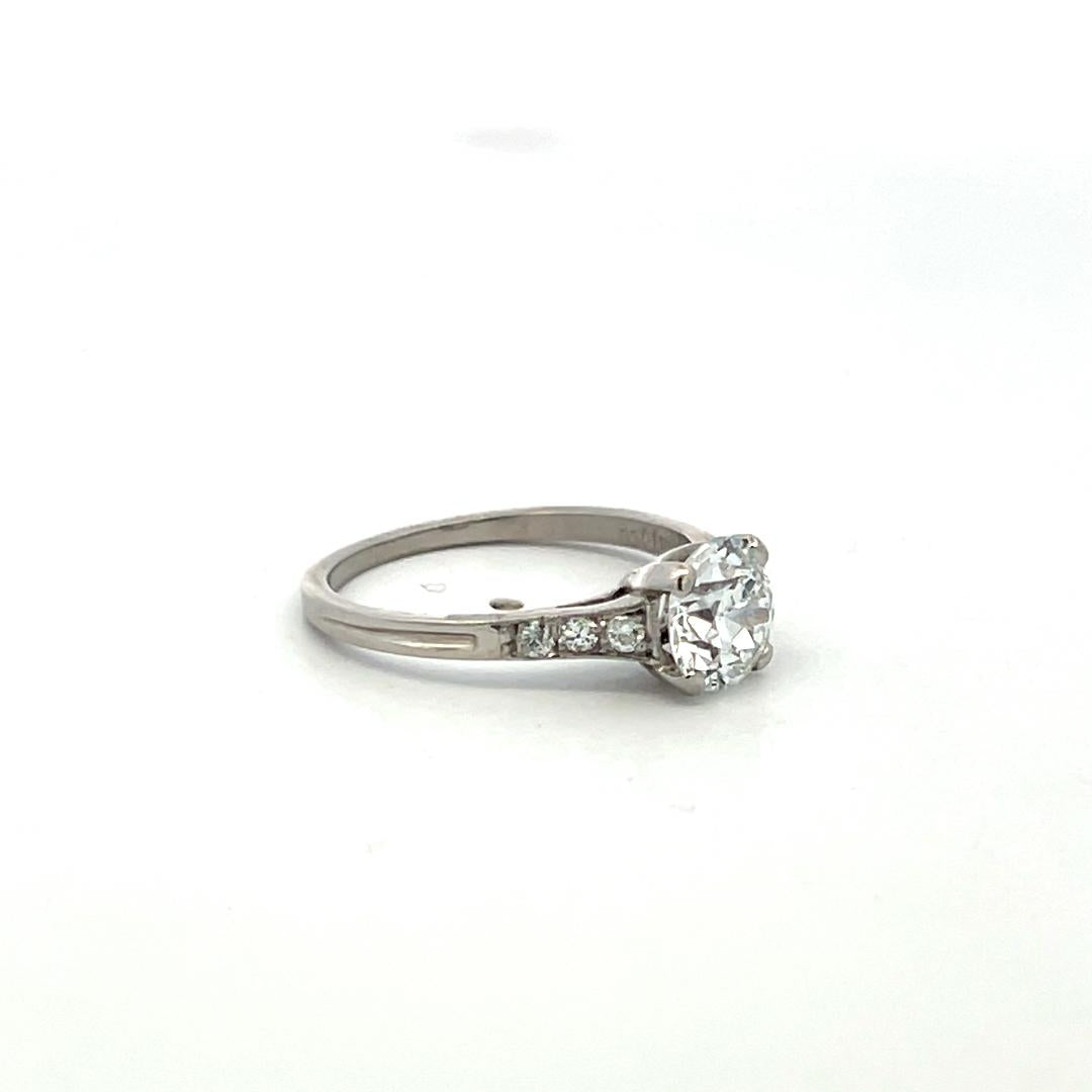 Tiffany & Co 1.19 Carat E VS2 Diamond Platinum Engagement Ring Vintage