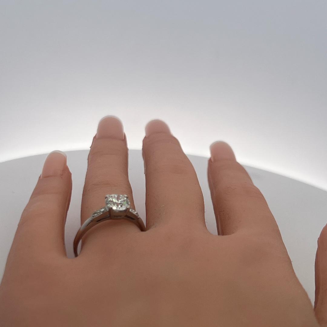 Tiffany & Co 1.27 Carat F VS1 Diamond Platinum Engagement Ring GIA