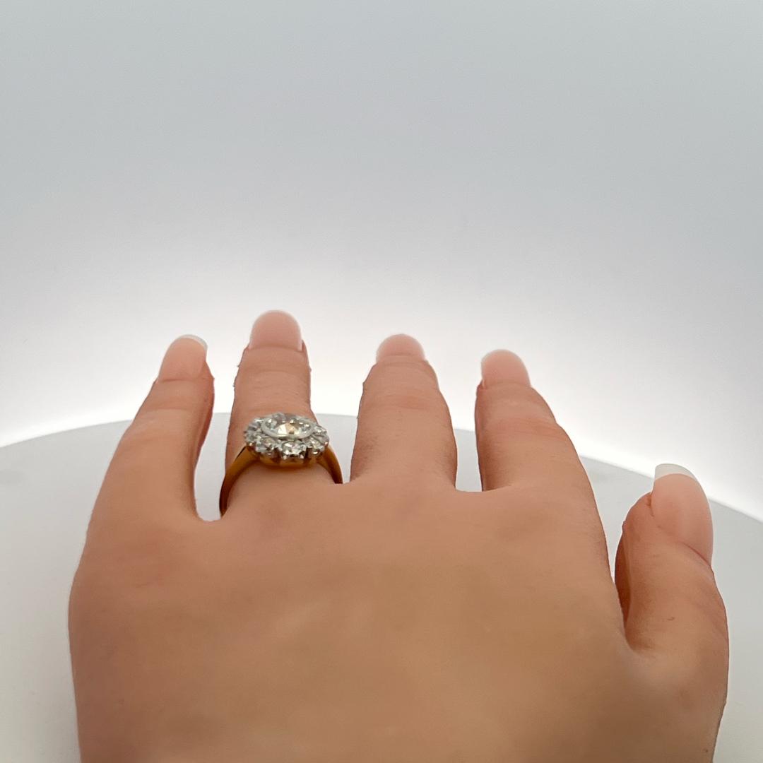 1.64 Carat Old European Cut K SI1 Diamond Edwardian Two-Tone Platinum Ring