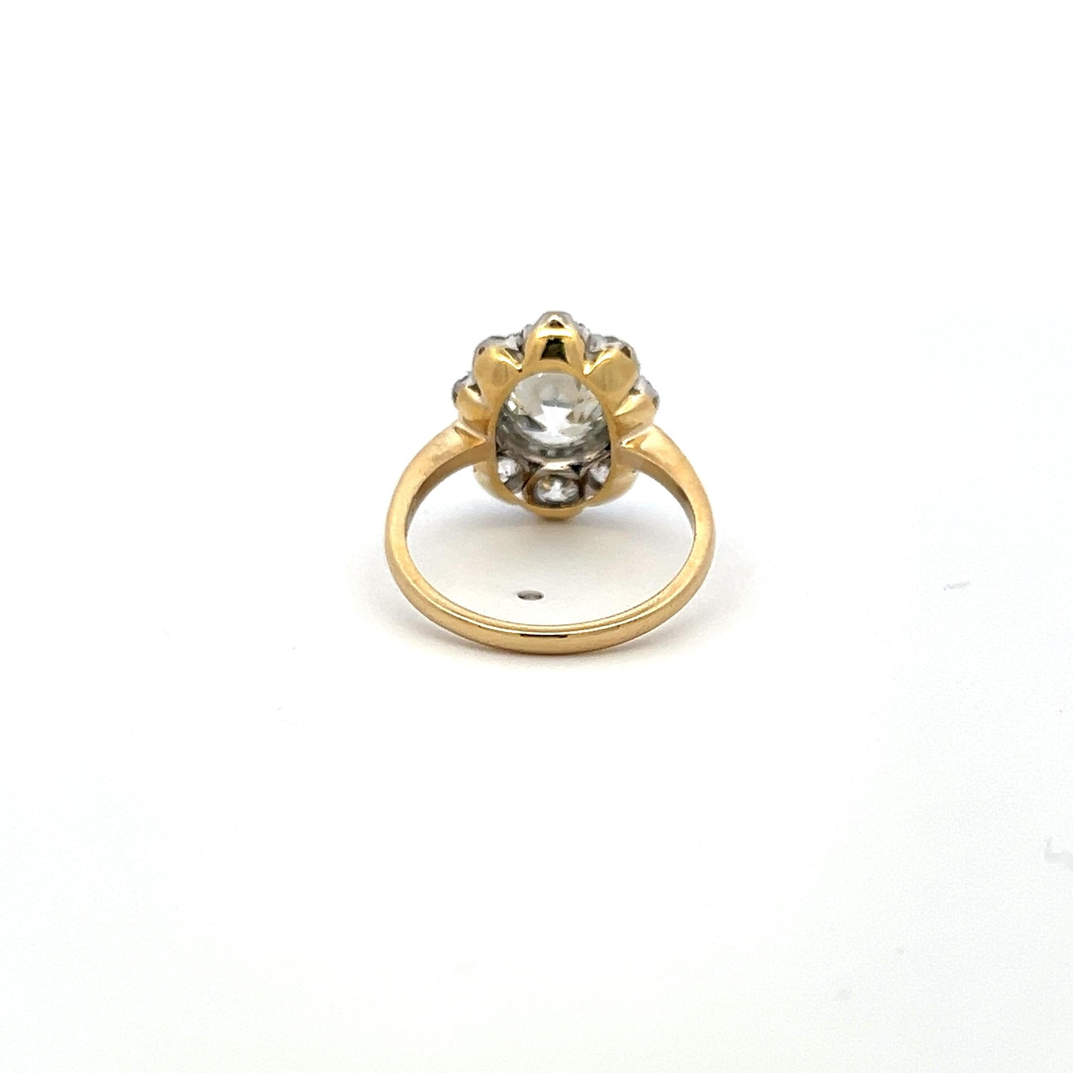 1.64 Carat Old European Cut K SI1 Diamond Edwardian Two-Tone Platinum Ring